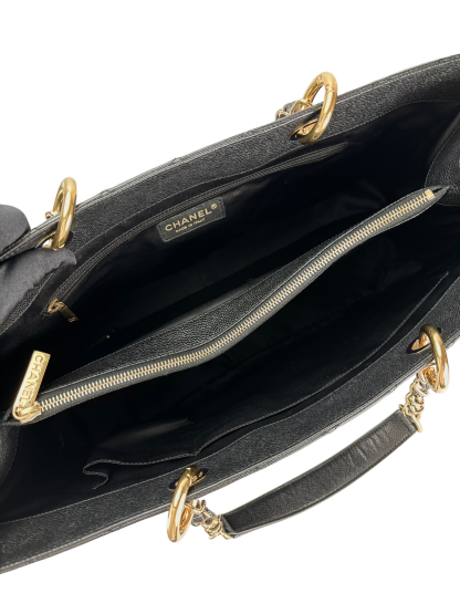 CHANEL - Black Caviar XL Quilted Grand Shopping Tote GST Gold Hardware