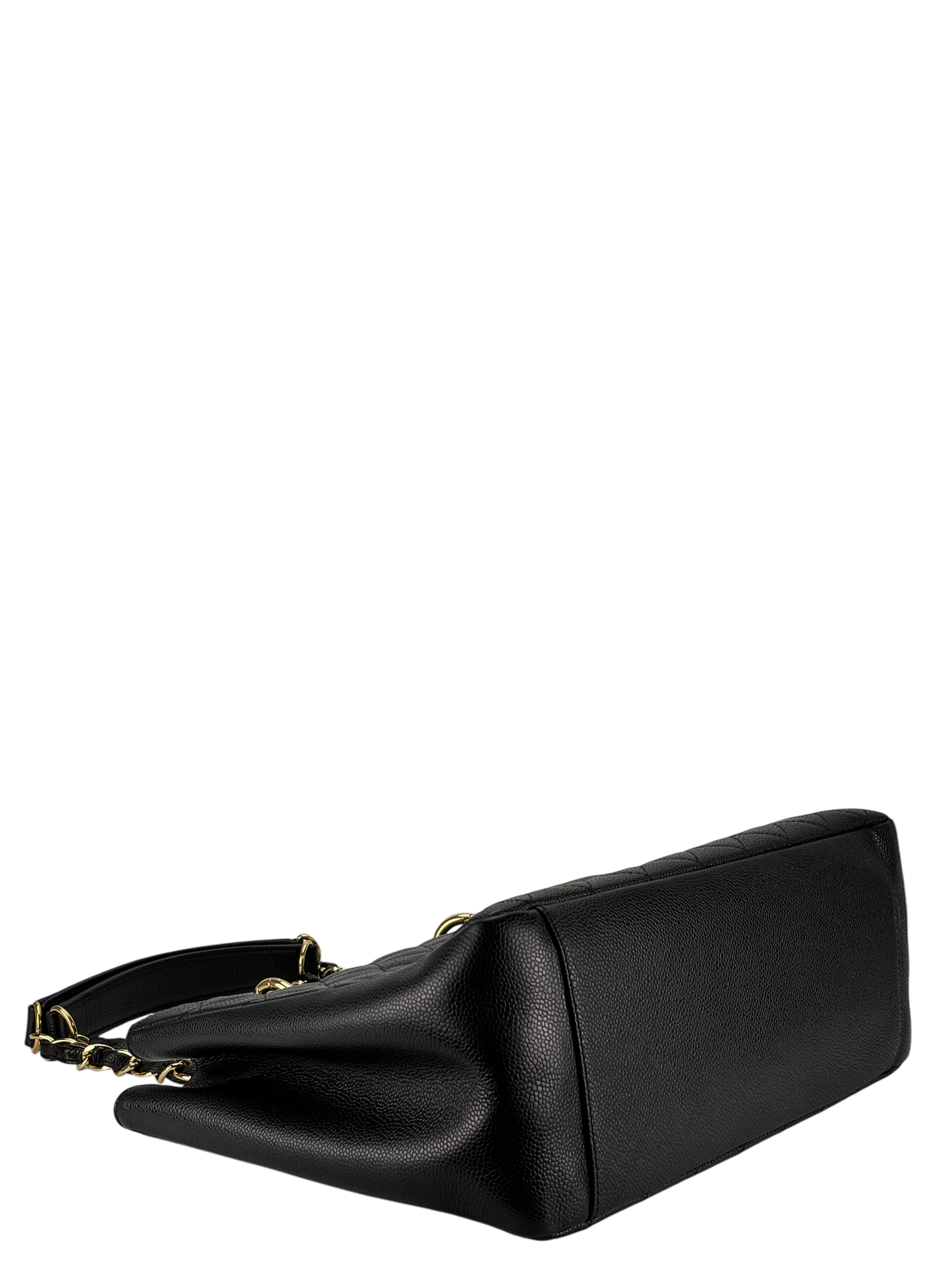 CHANEL - Black Caviar Quilted Grand Shopping Tote GST Gold Hardware