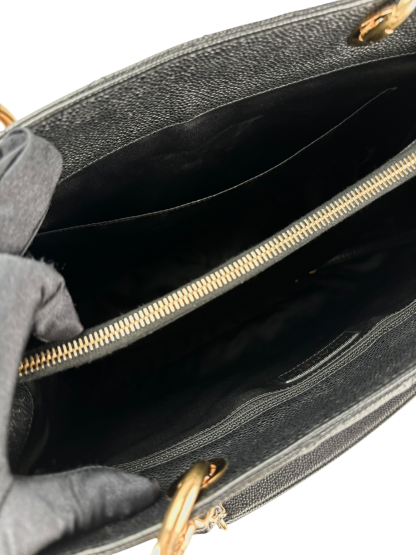 CHANEL - Black Caviar Quilted Grand Shopping Tote GST Gold Hardware