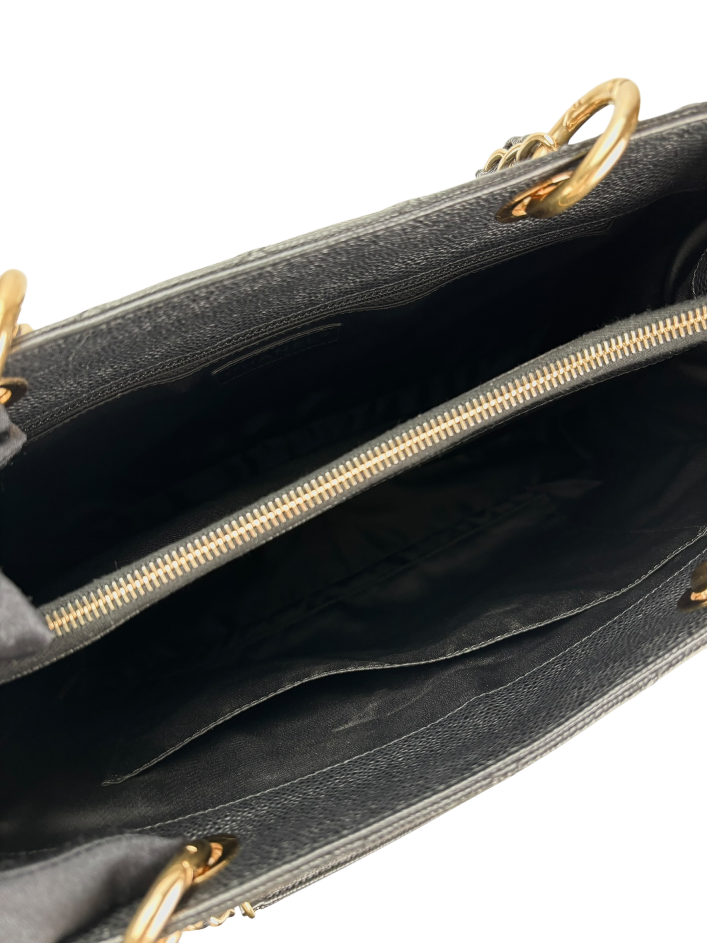 CHANEL - Black Caviar Quilted Grand Shopping Tote GST Gold Hardware