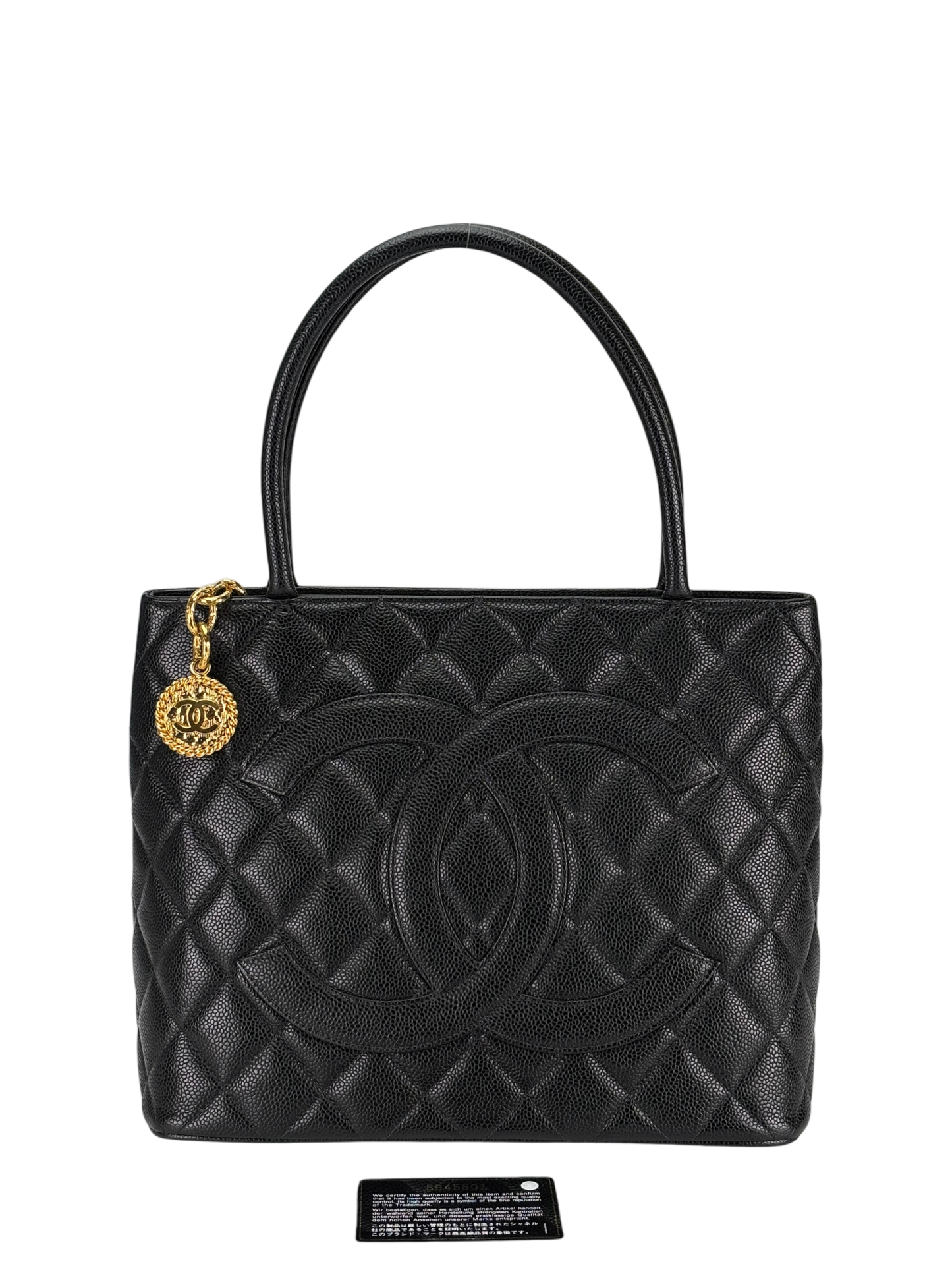 CHANEL - Black Medallion Tote Handbag