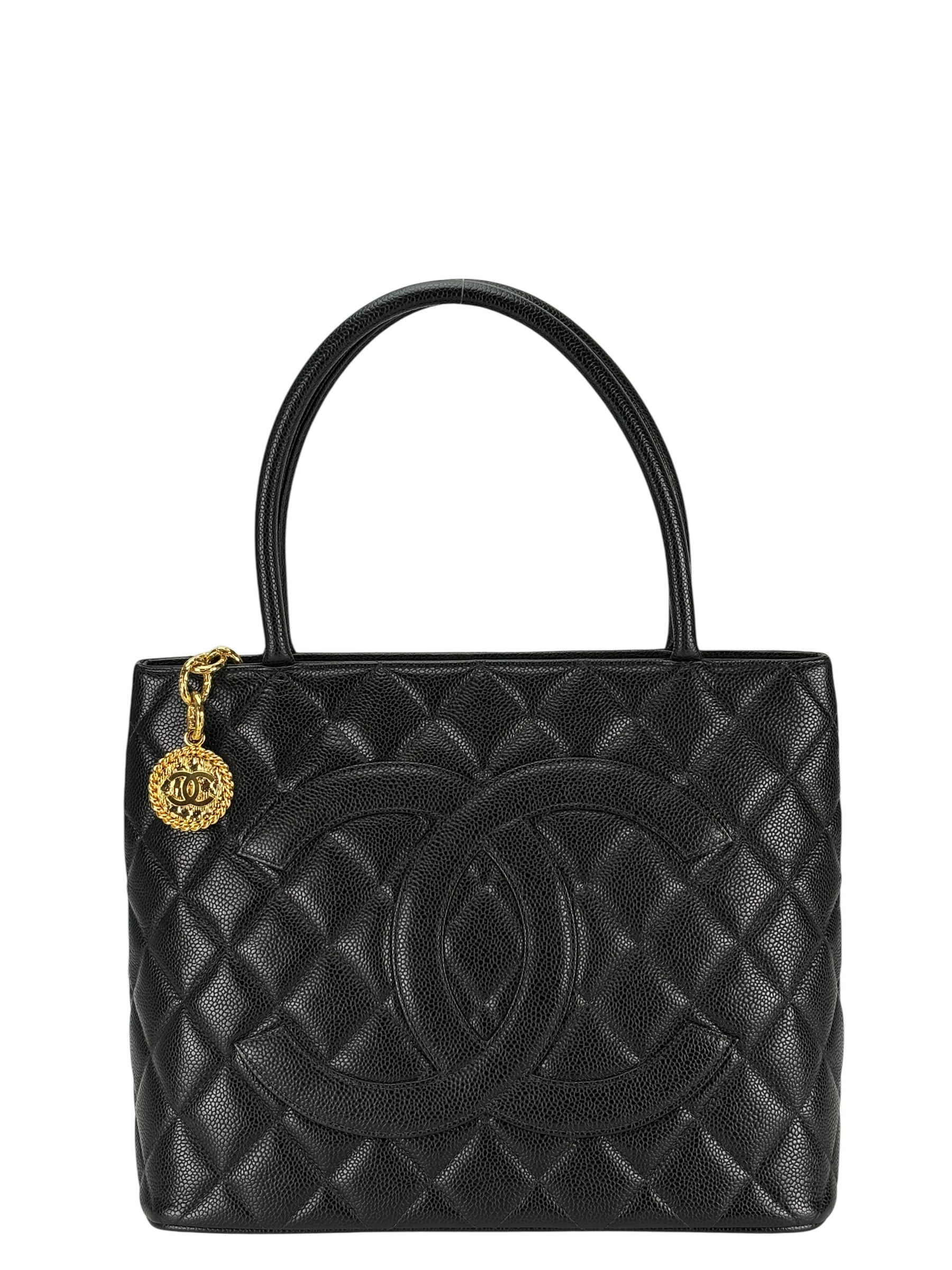 CHANEL - Black Medallion Tote Handbag