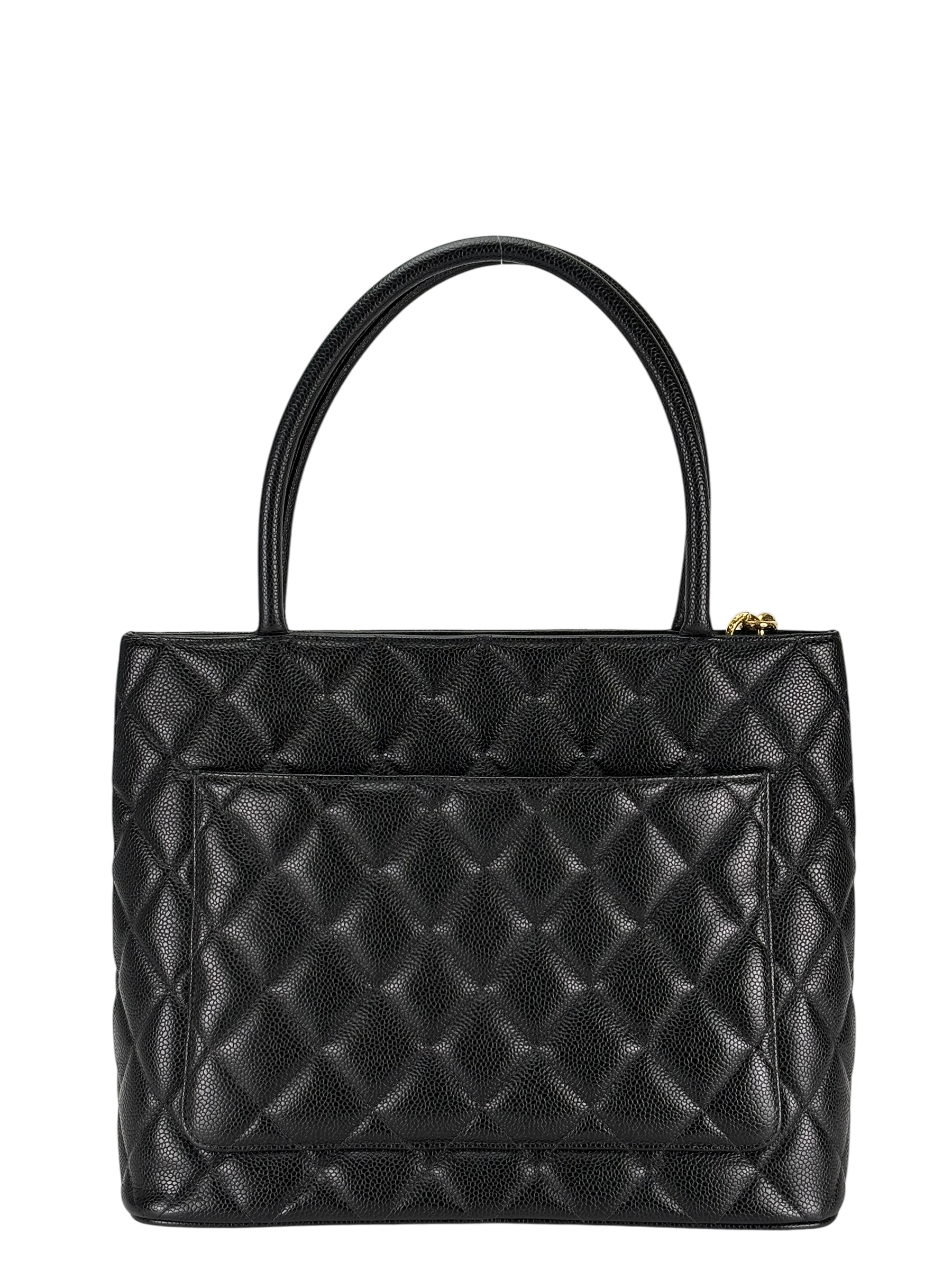 CHANEL - Black Medallion Tote Handbag
