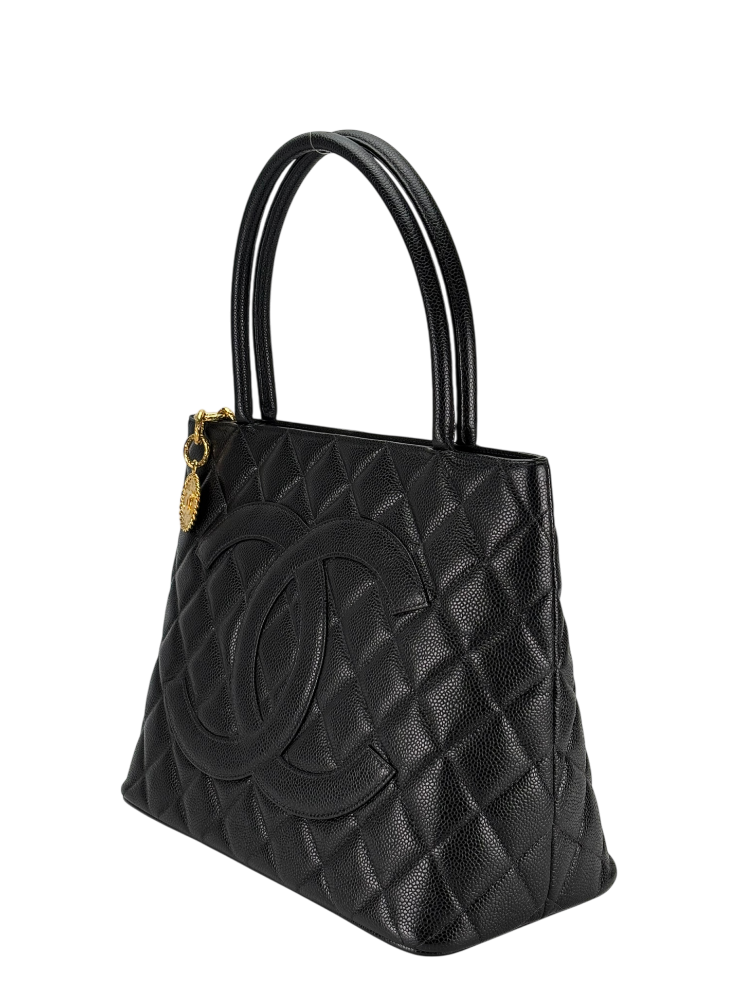 CHANEL - Black Medallion Tote Handbag