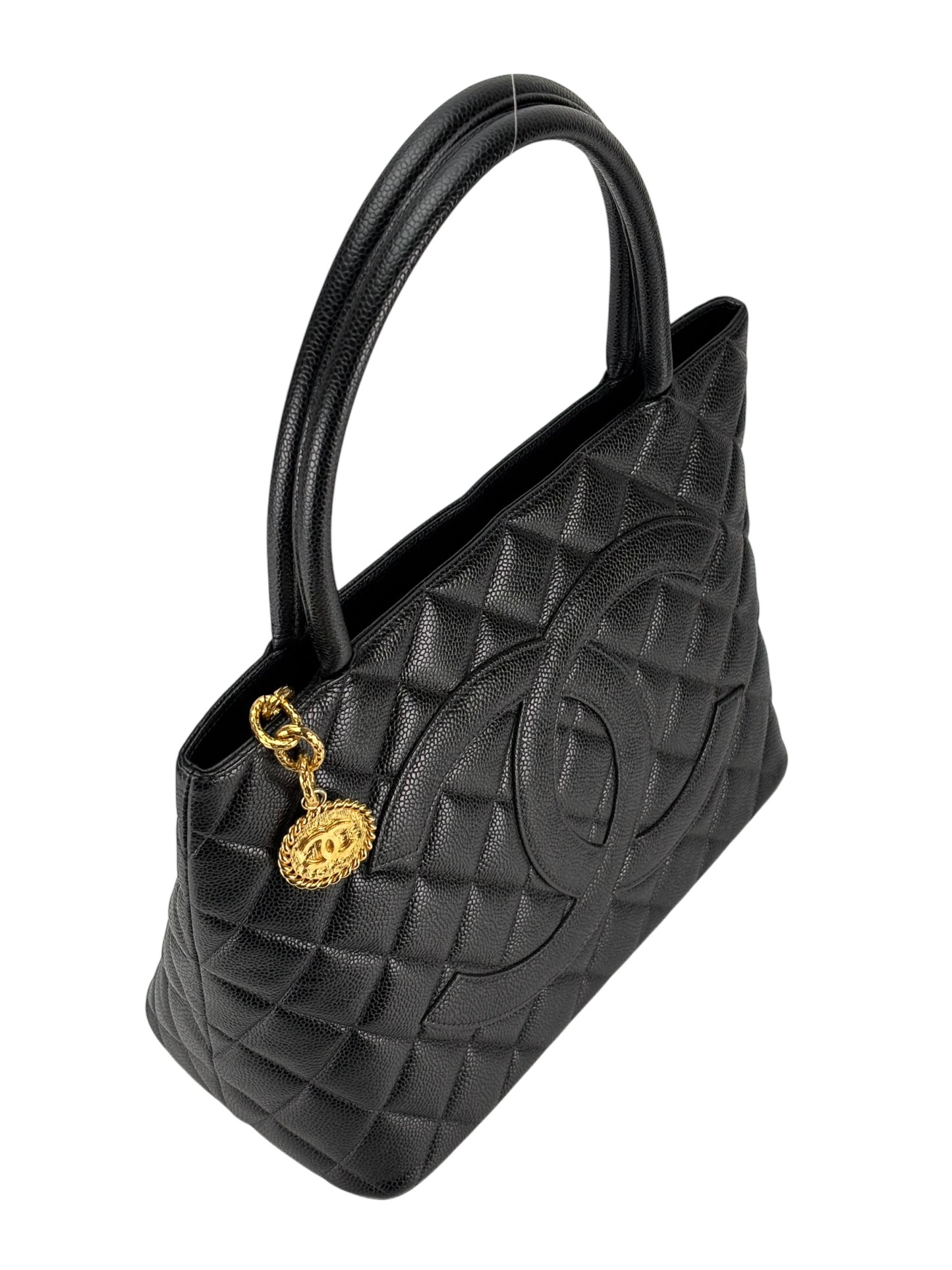 CHANEL - Black Medallion Tote Handbag
