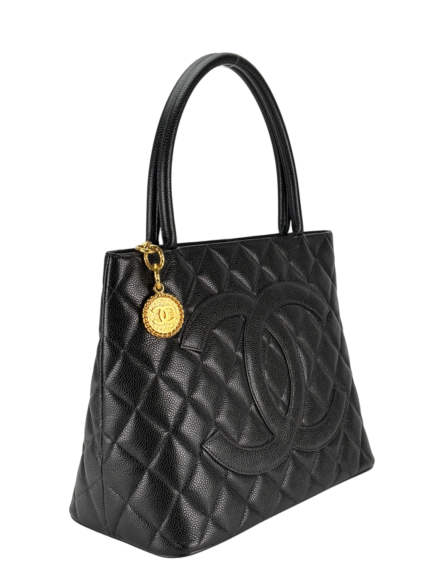 CHANEL - Black Medallion Tote Handbag