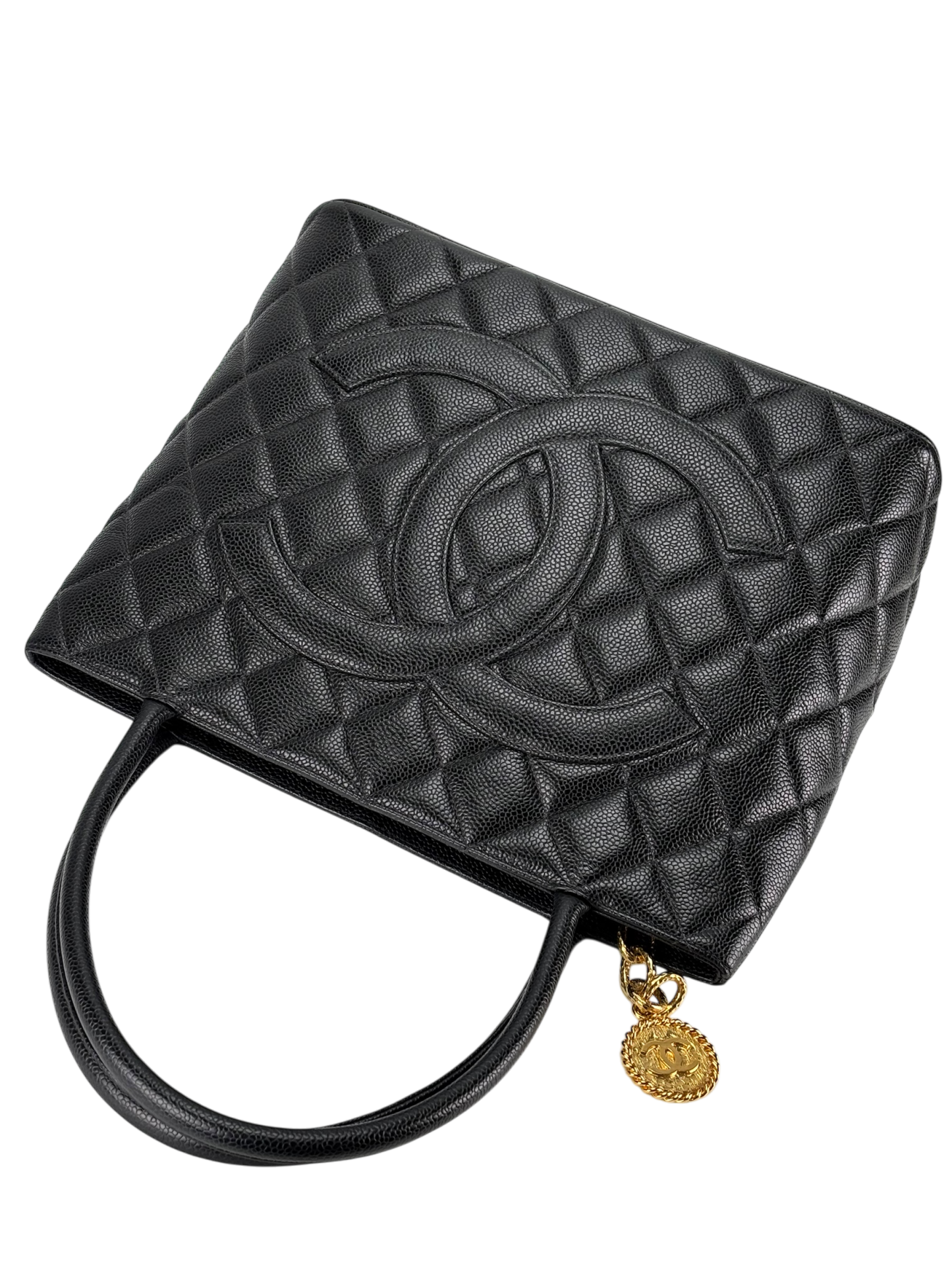CHANEL - Black Medallion Tote Handbag