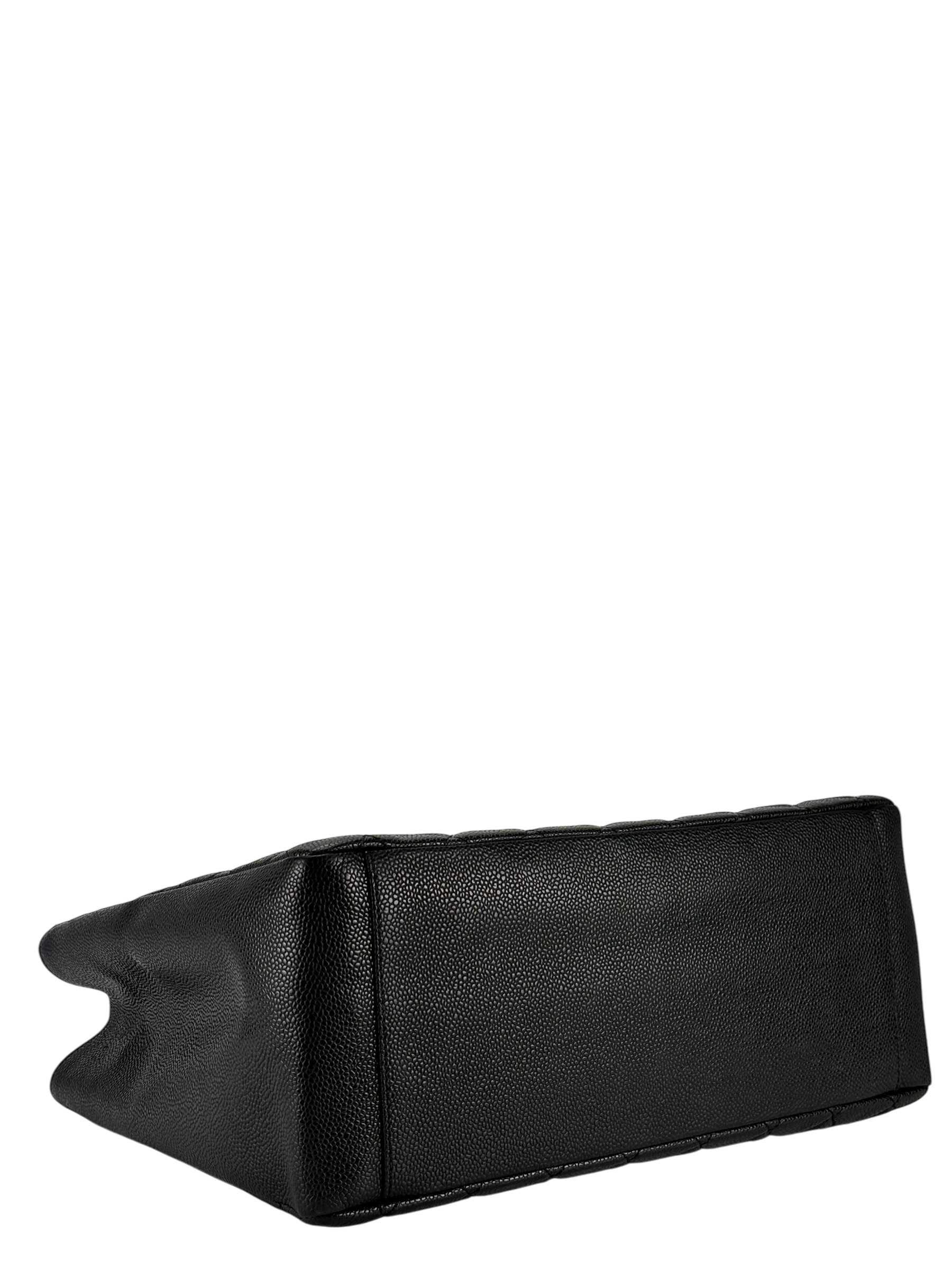 CHANEL - Black Caviar Quilted Grand Shopping Tote GST Sliver Hardware