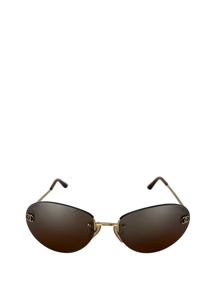 CHANEL - Gold Metal Coco Mark Sunglasses 