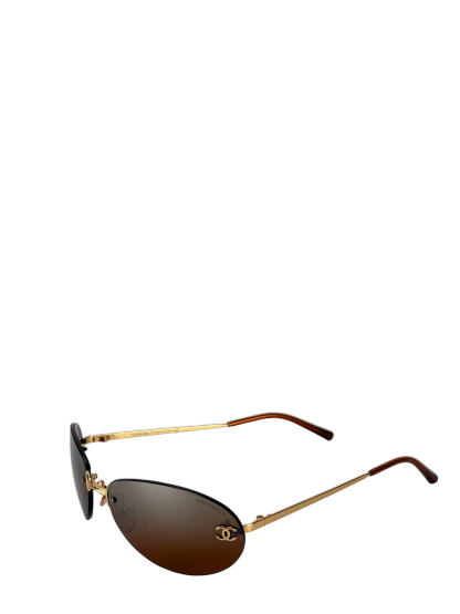 CHANEL - Gold Metal Coco Mark Sunglasses 