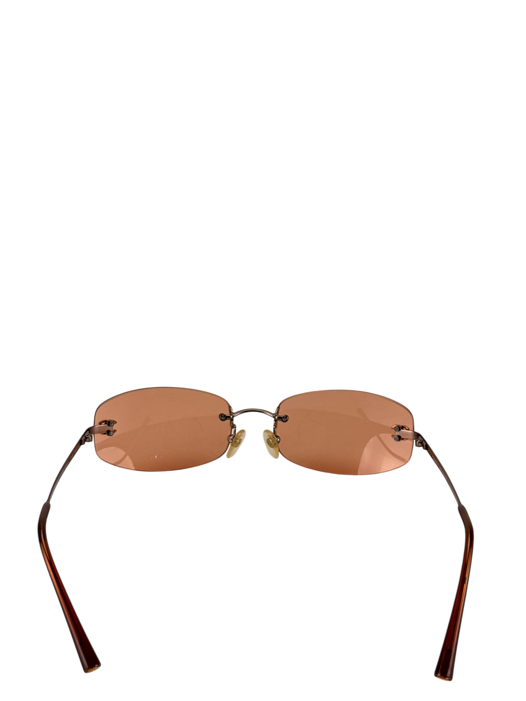 CHANEL - Orange Rectangular Tinted Rimless Sunglasses