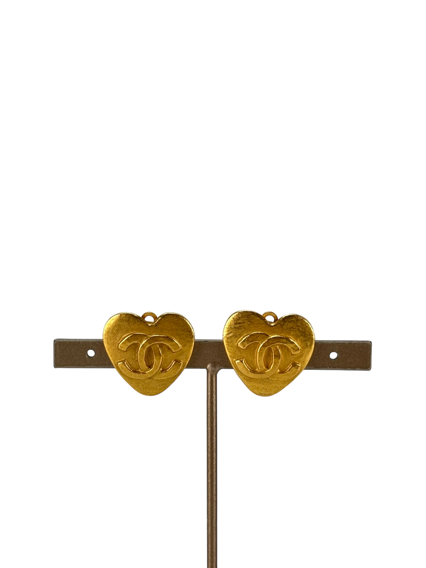 CHANEL - Gold Coco Mark Heart Clip On 95P Earrings 
