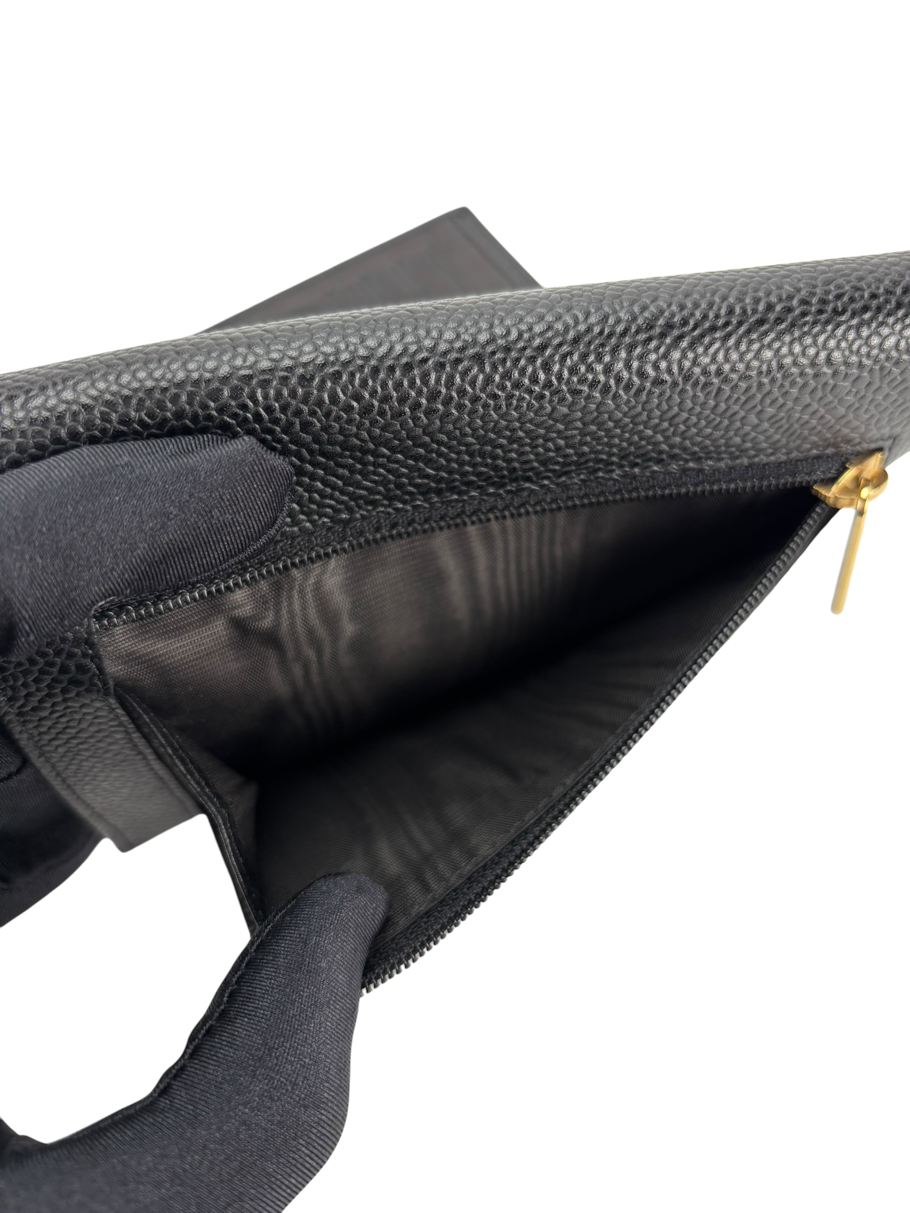 CHANEL - Black Caviar Leather Tri-Fold Wallet