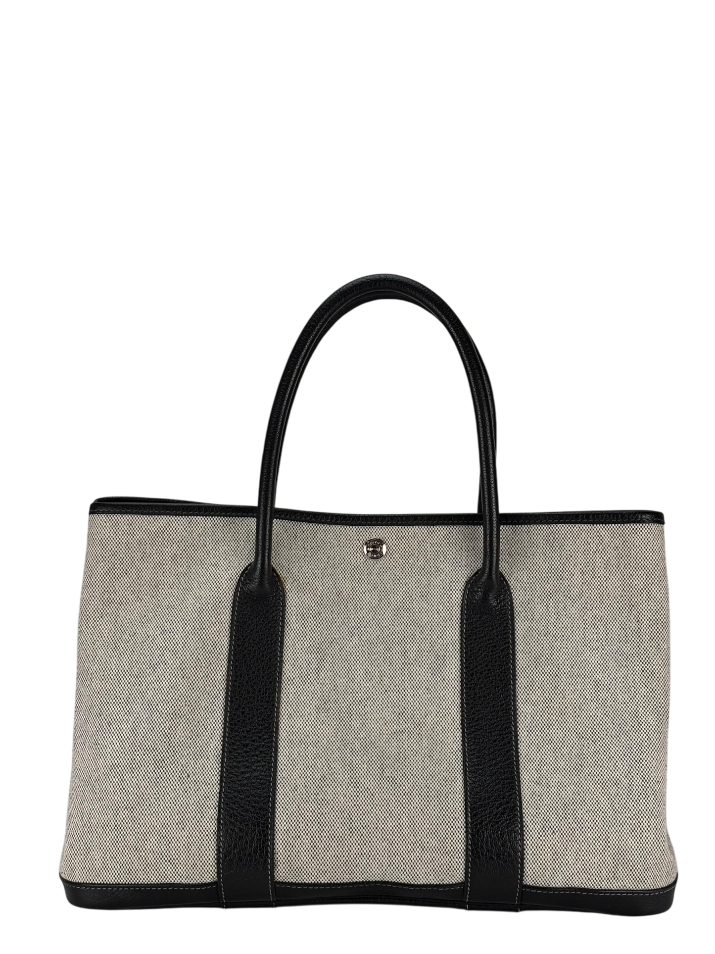 HERMES -  Garden Party 36 Grey Black Canvas Toile 