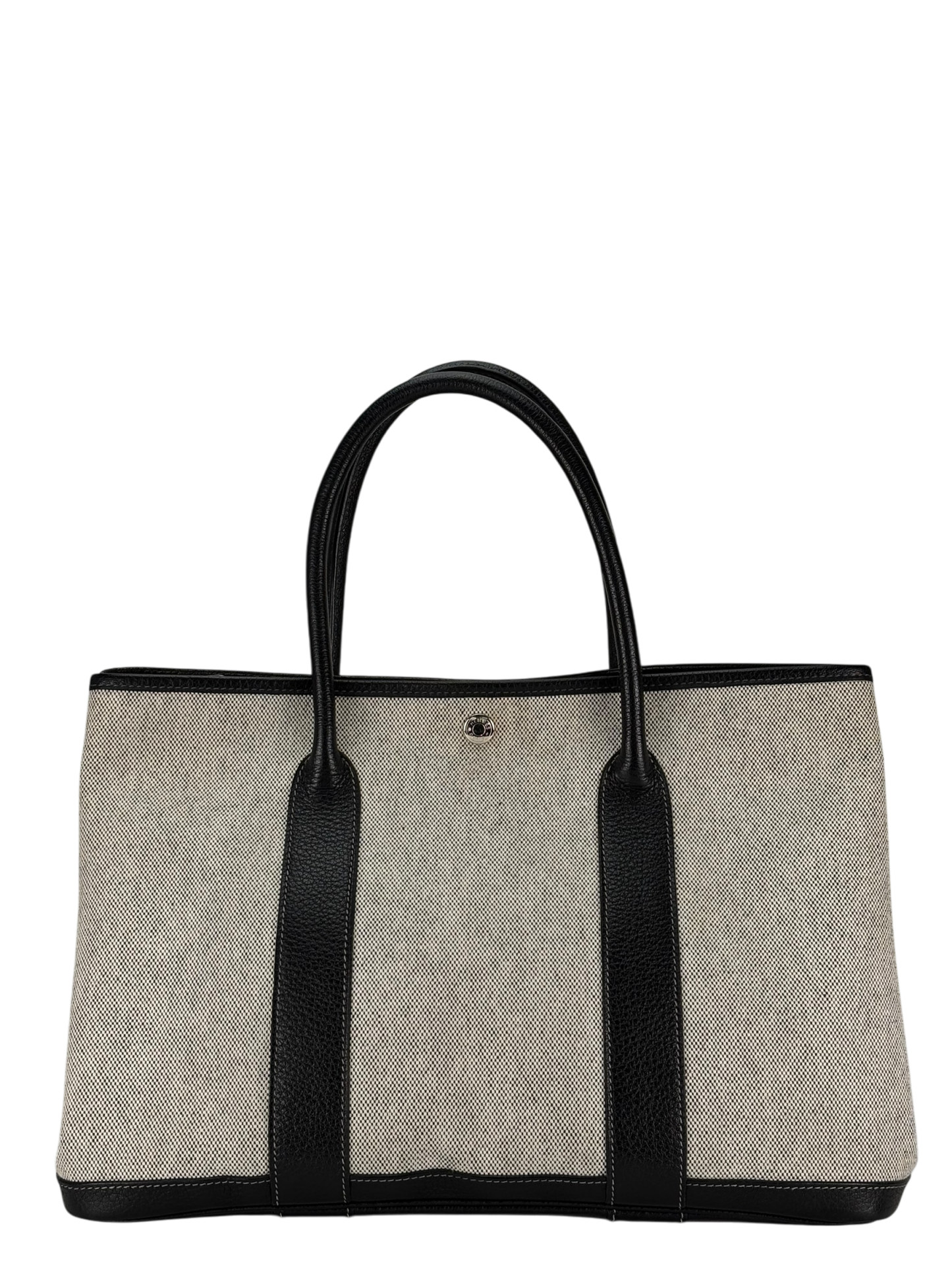 HERMES -  Garden Party 36 Grey Black Canvas Toile 