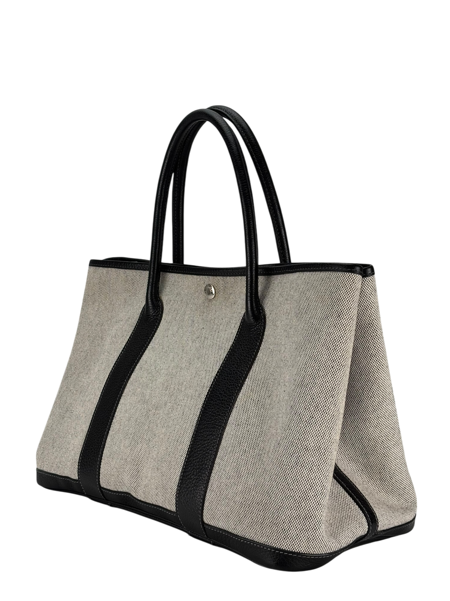 HERMES -  Garden Party 36 Grey Black Canvas Toile 