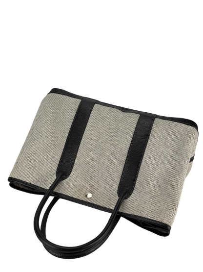 HERMES -  Garden Party 36 Grey Black Canvas Toile 