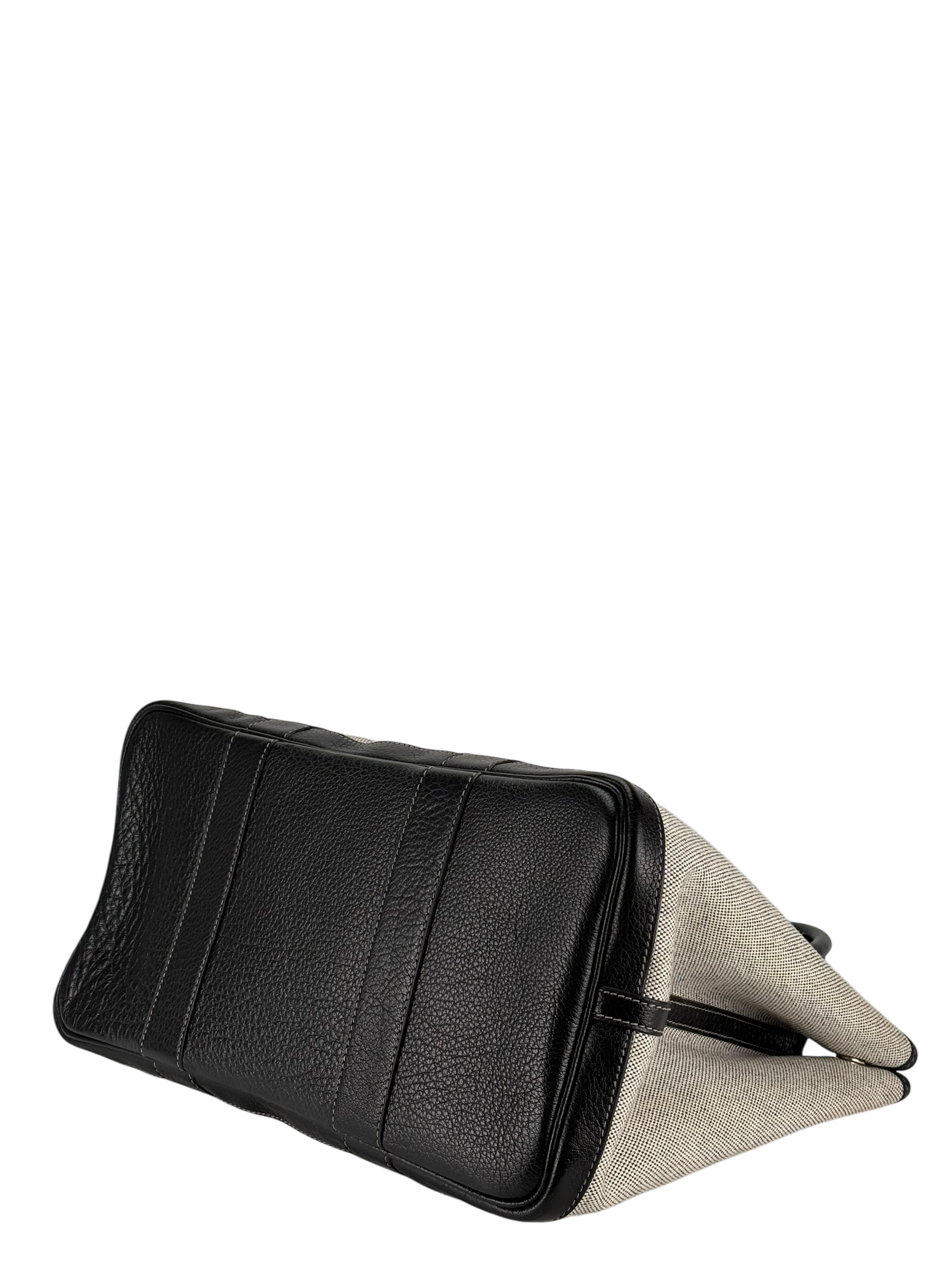 HERMES -  Garden Party 36 Grey Black Canvas Toile 