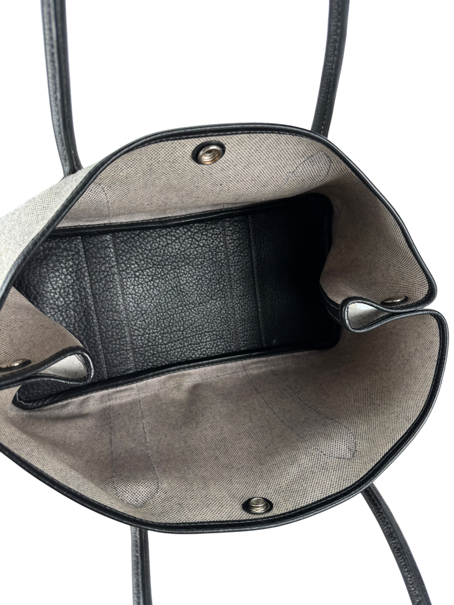 HERMES -  Garden Party 36 Grey Black Canvas Toile 