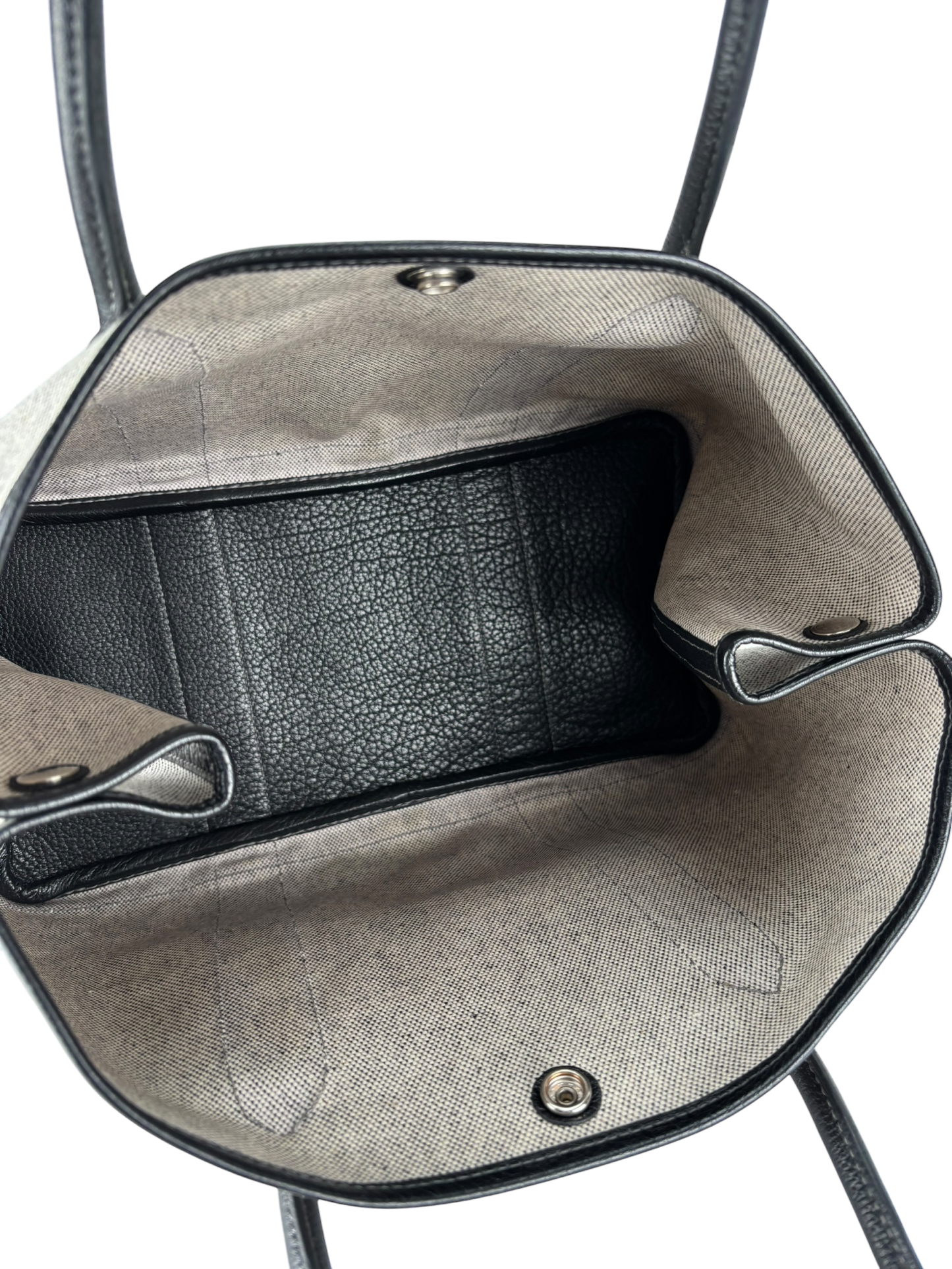 HERMES -  Garden Party 36 Grey Black Canvas Toile 