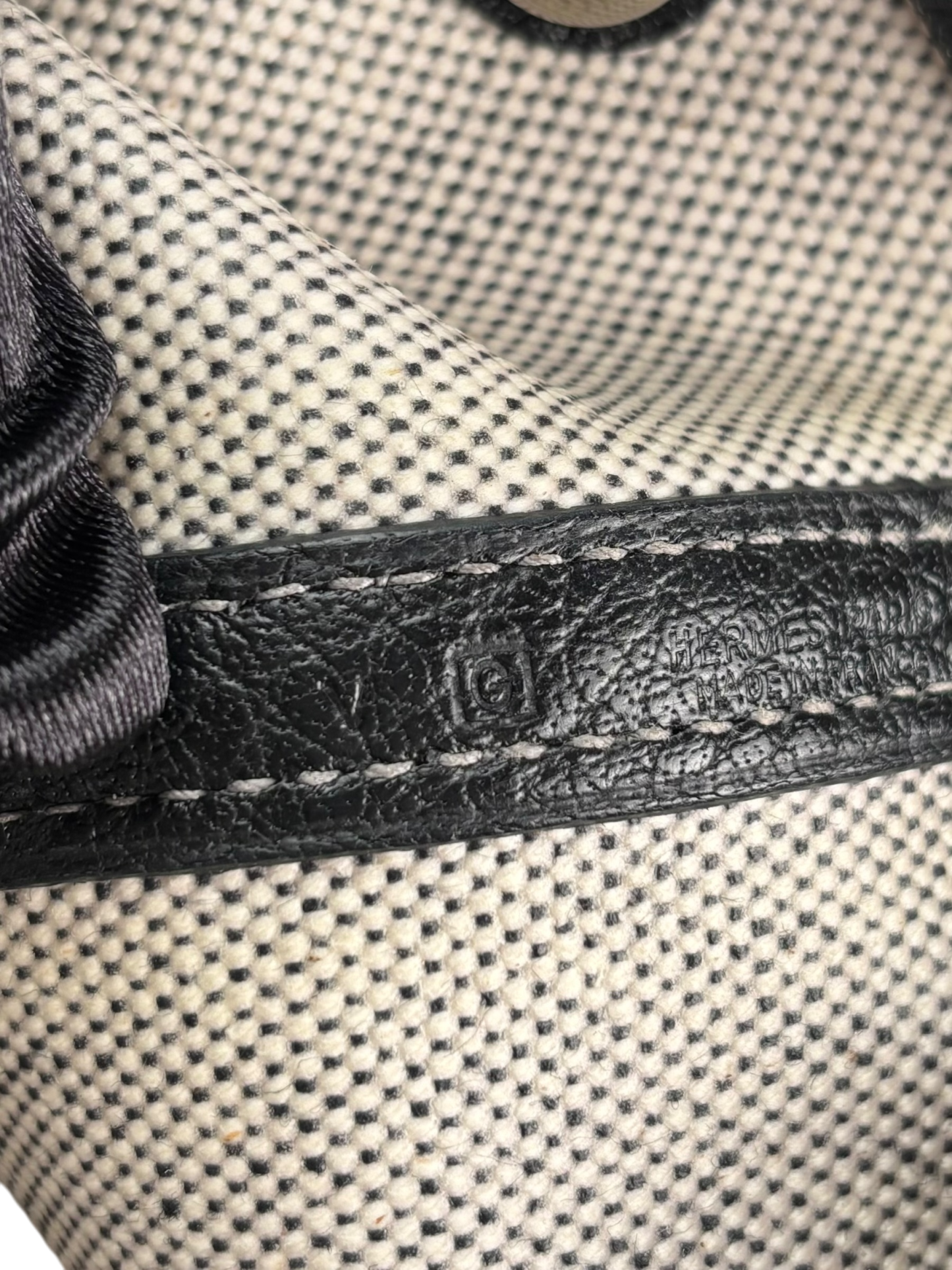 HERMES -  Garden Party 36 Grey Black Canvas Toile 