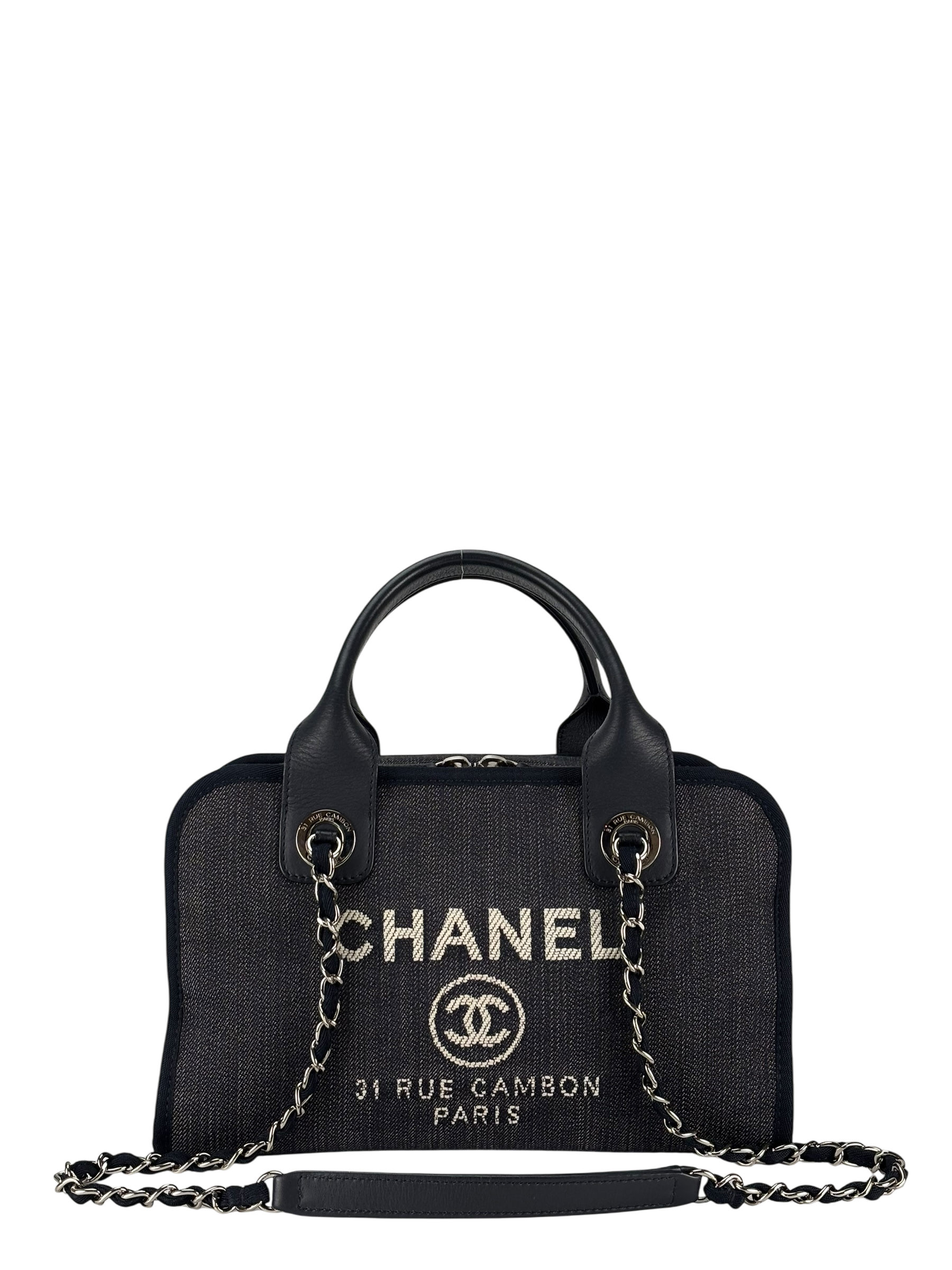 CHANEL - Navy Deauville Chain Bowling Bag