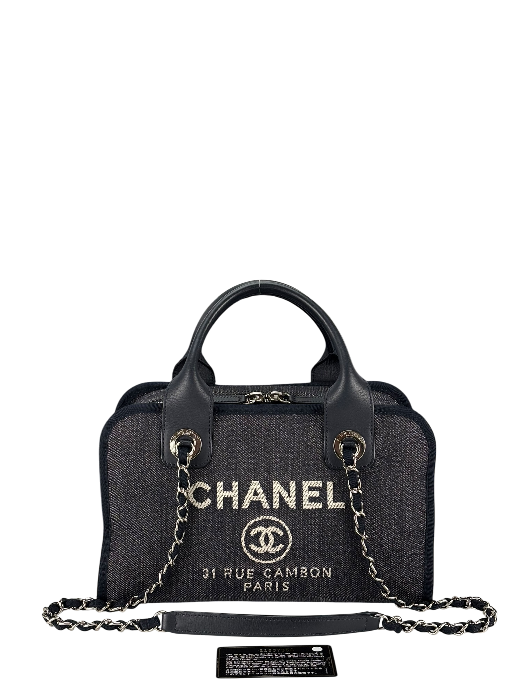 CHANEL - Navy Deauville Chain Bowling Bag