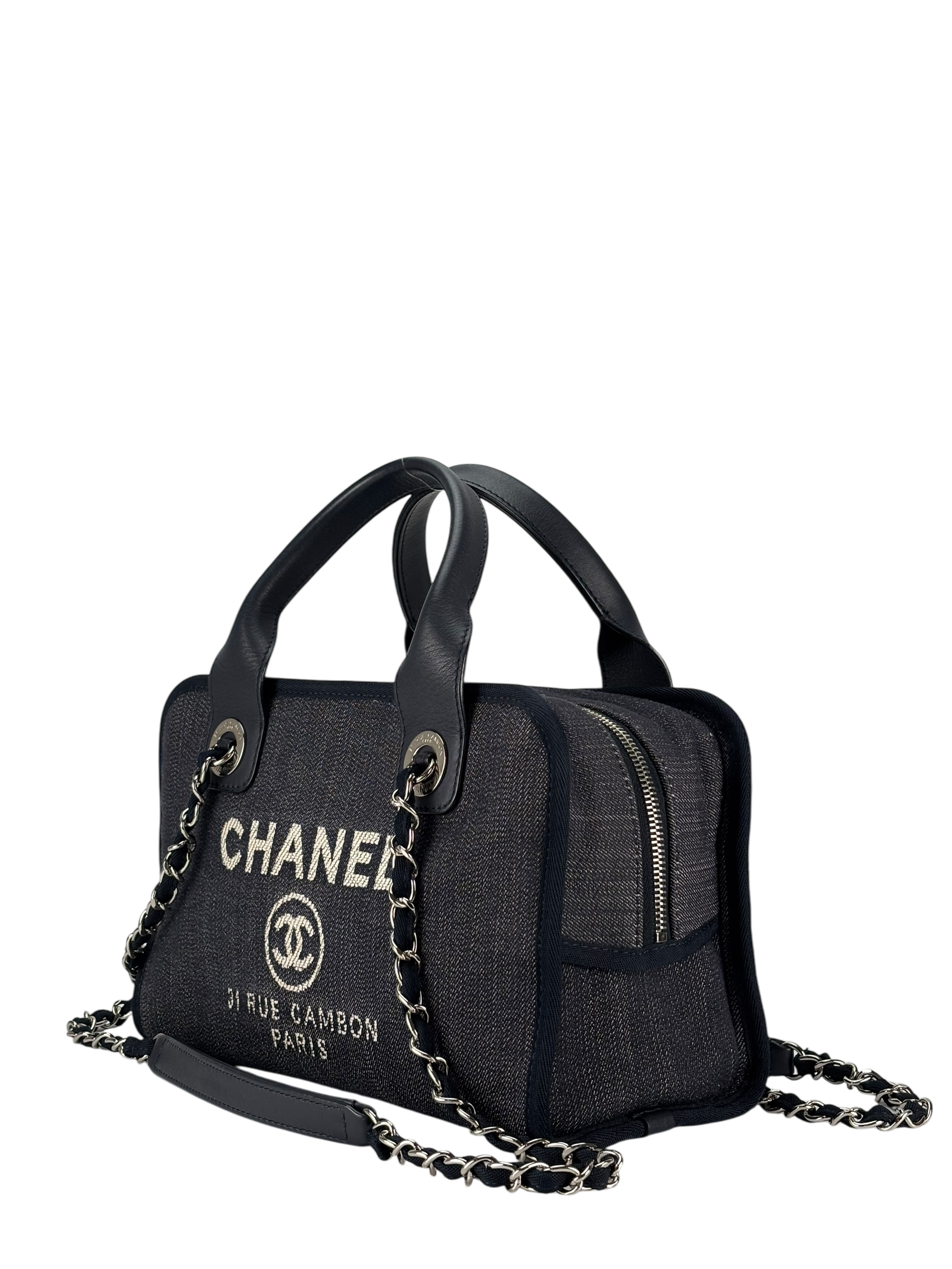 CHANEL - Navy Deauville Chain Bowling Bag