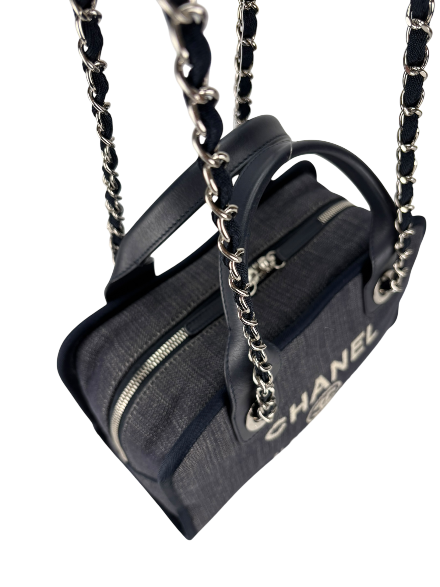 CHANEL - Navy Deauville Chain Bowling Bag
