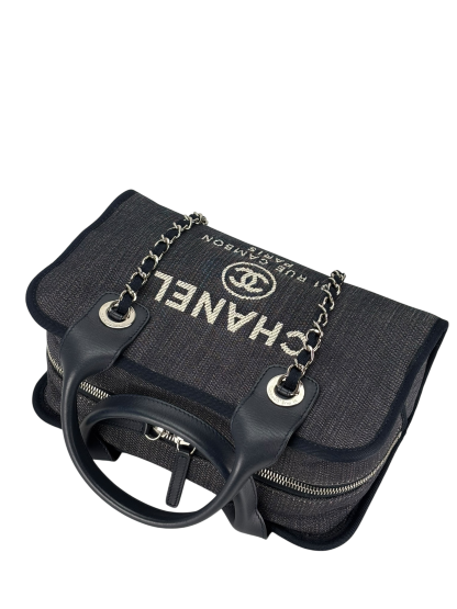 CHANEL - Navy Deauville Chain Bowling Bag