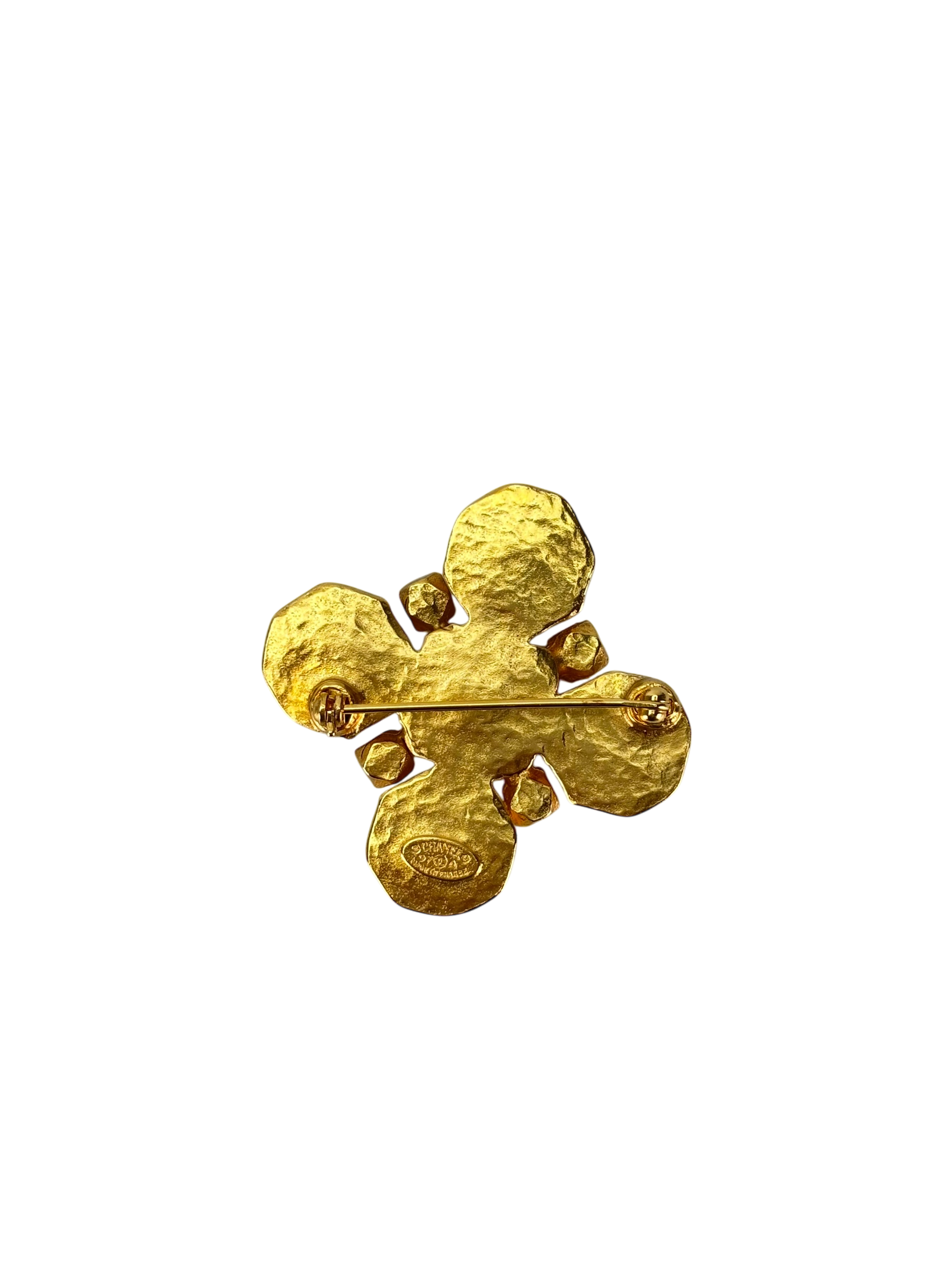 CHANEL -  97A Gripoix Gold Green Red Coco Mark Brooch