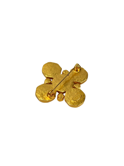 CHANEL -  97A Gripoix Gold Green Red Coco Mark Brooch