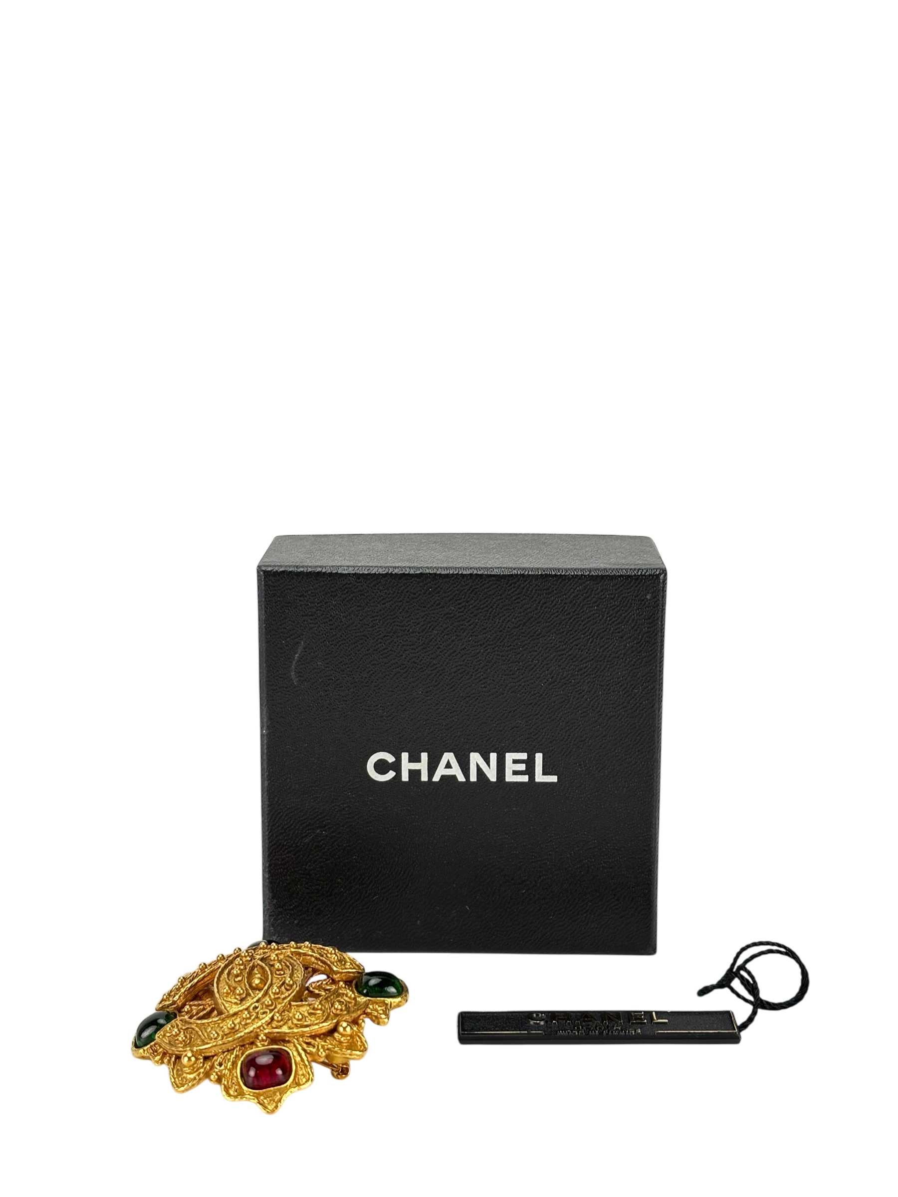 CHANEL -   Coco Mark Gripoa 94A Brooch GP x Color Stone Gold