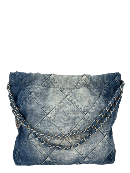 CHANEL - 22 Bag Small Denim Sliver Hardware