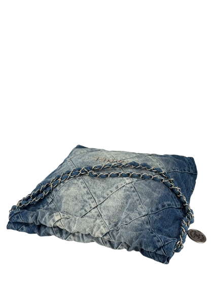 CHANEL - 22 Bag Small Denim Sliver Hardware
