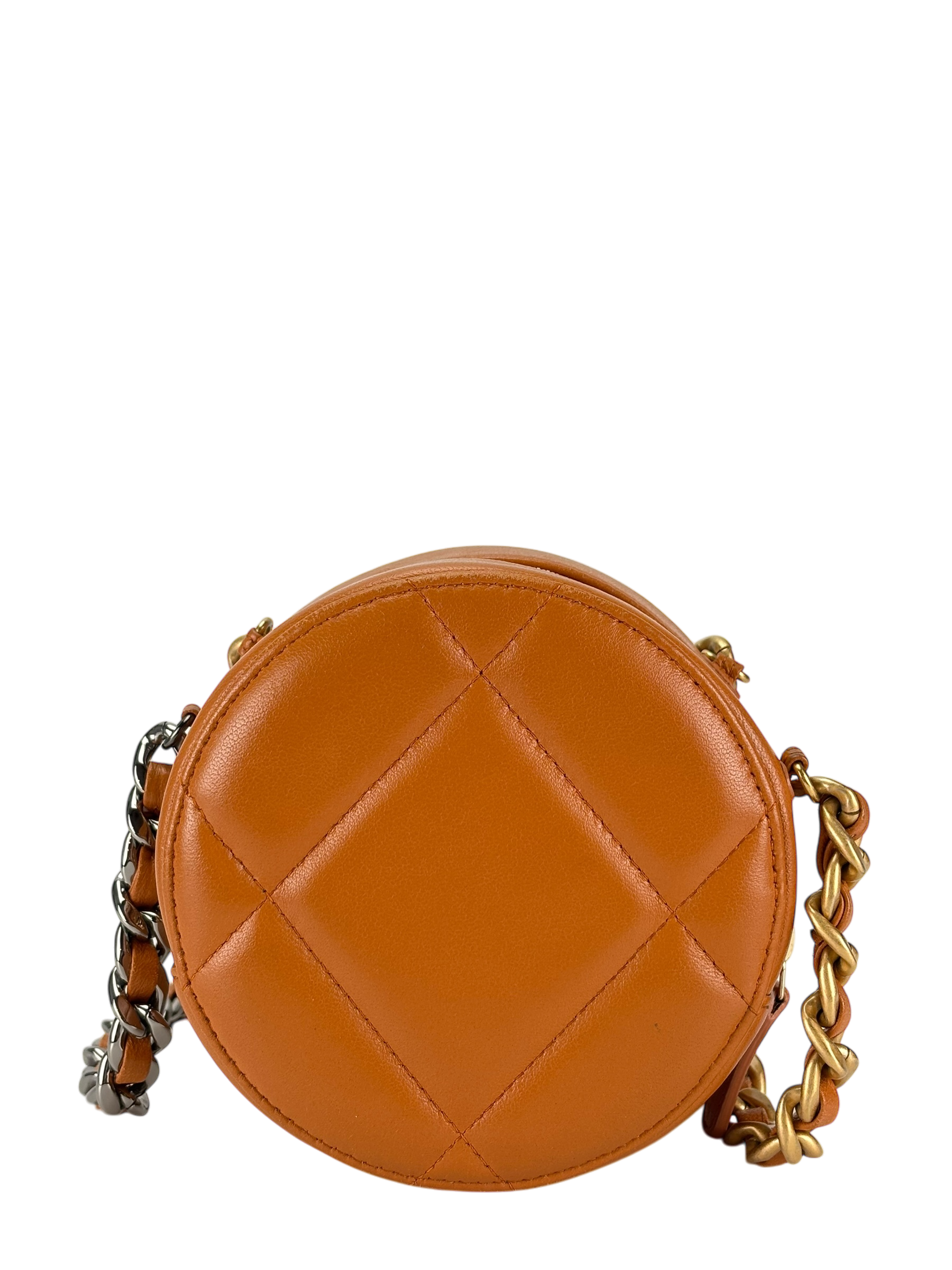 CHANEL - Brown Calfskin 19 Round Clutch With Chain