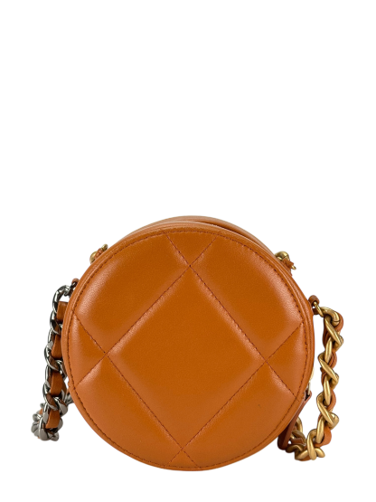 CHANEL - Brown Calfskin 19 Round Clutch With Chain