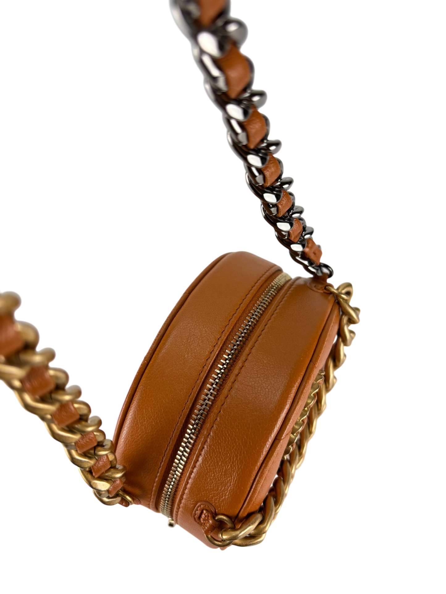 CHANEL - Brown Calfskin 19 Round Clutch With Chain