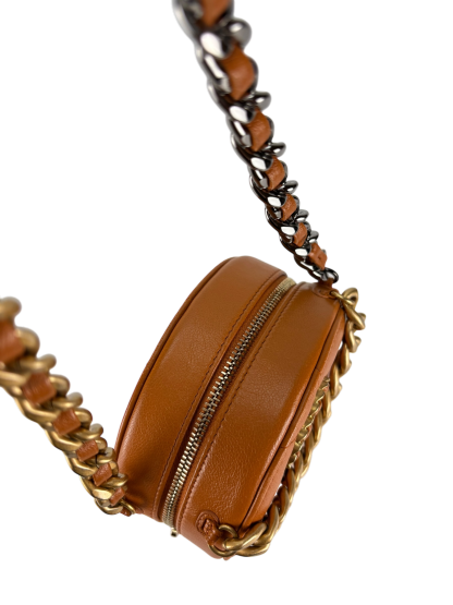 CHANEL - Brown Calfskin 19 Round Clutch With Chain