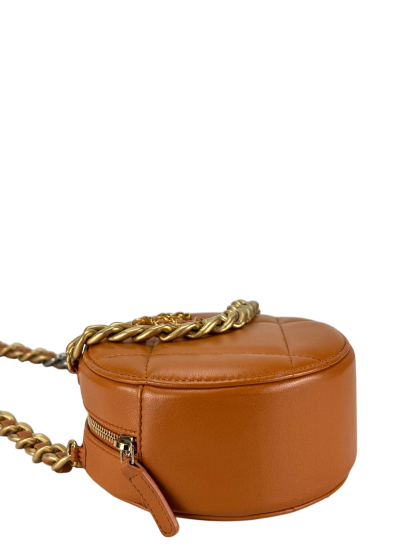CHANEL - Brown Calfskin 19 Round Clutch With Chain