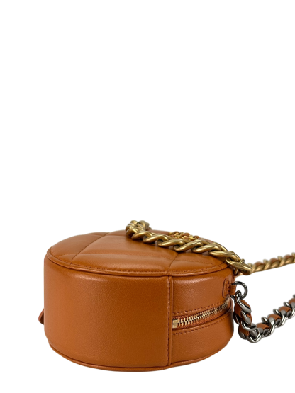 CHANEL - Brown Calfskin 19 Round Clutch With Chain
