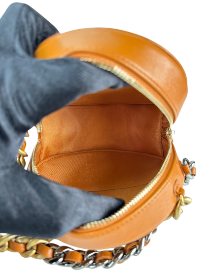 CHANEL - Brown Calfskin 19 Round Clutch With Chain