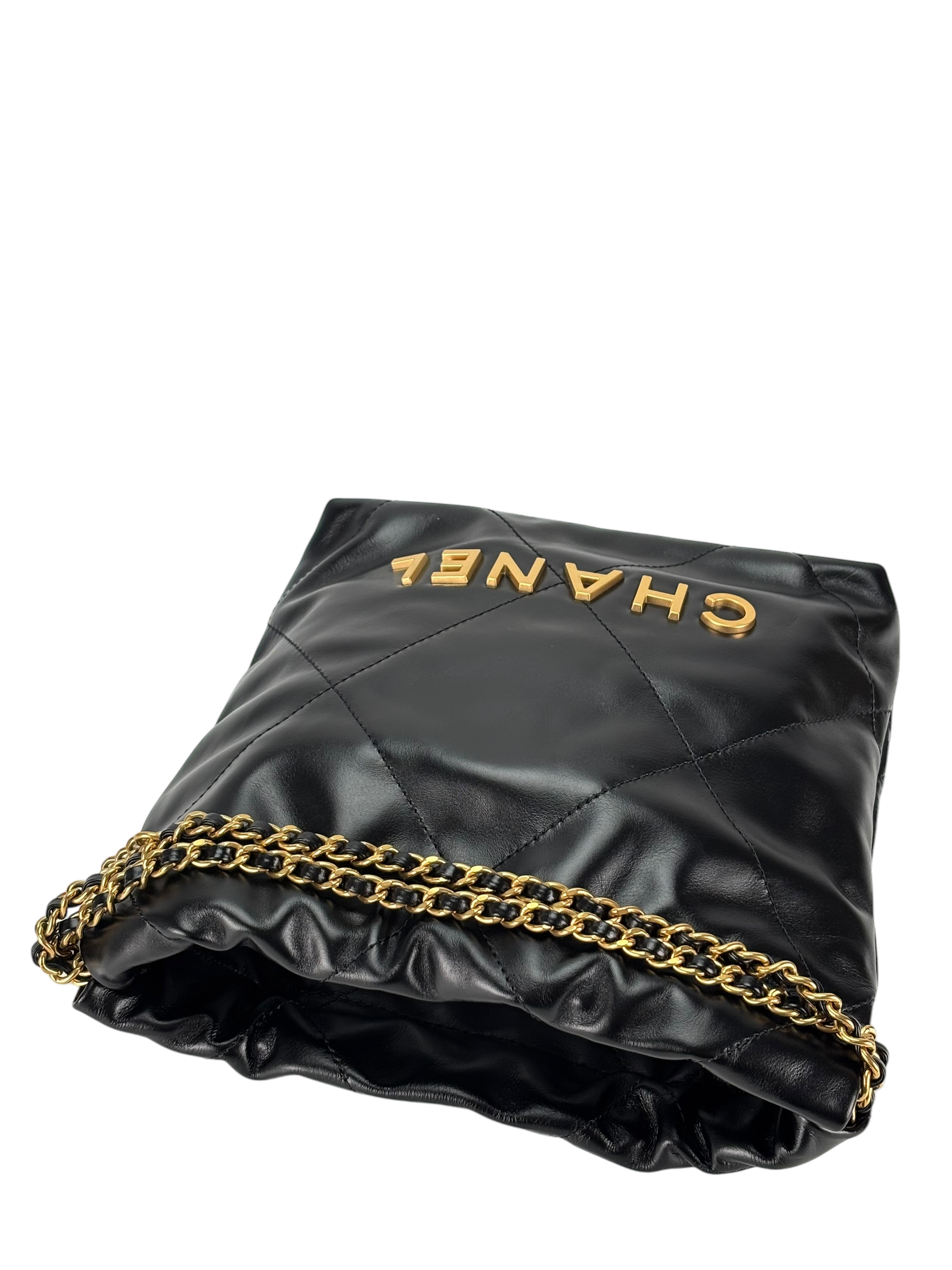 CHANEL - 22 Bag Mini Black Calfskin Gold Hardware
