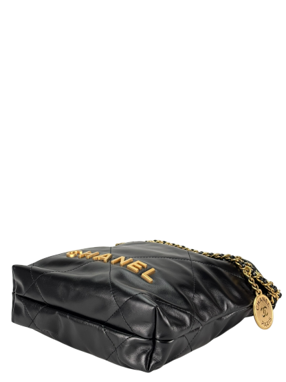 CHANEL - 22 Bag Mini Black Calfskin Gold Hardware