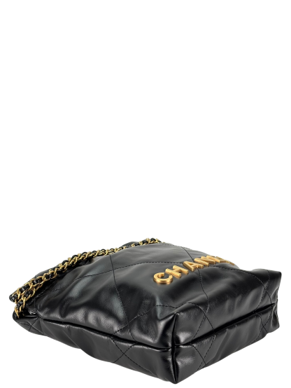 CHANEL - 22 Bag Mini Black Calfskin Gold Hardware
