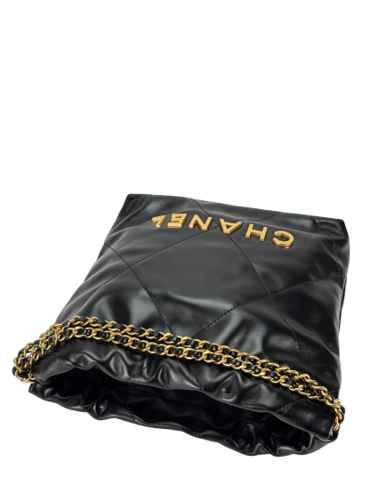 CHANEL - 22 Bag Mini Black Calfskin Gold Hardware