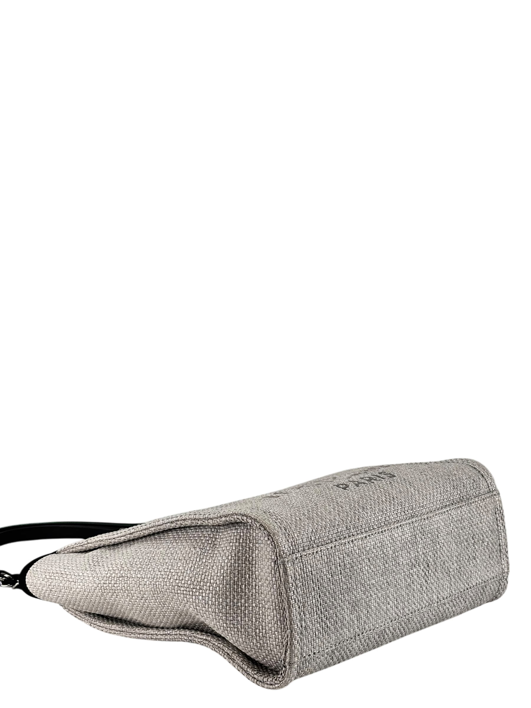 CHANEL - Black Grey Deauville Tote PM Sliver Hardware