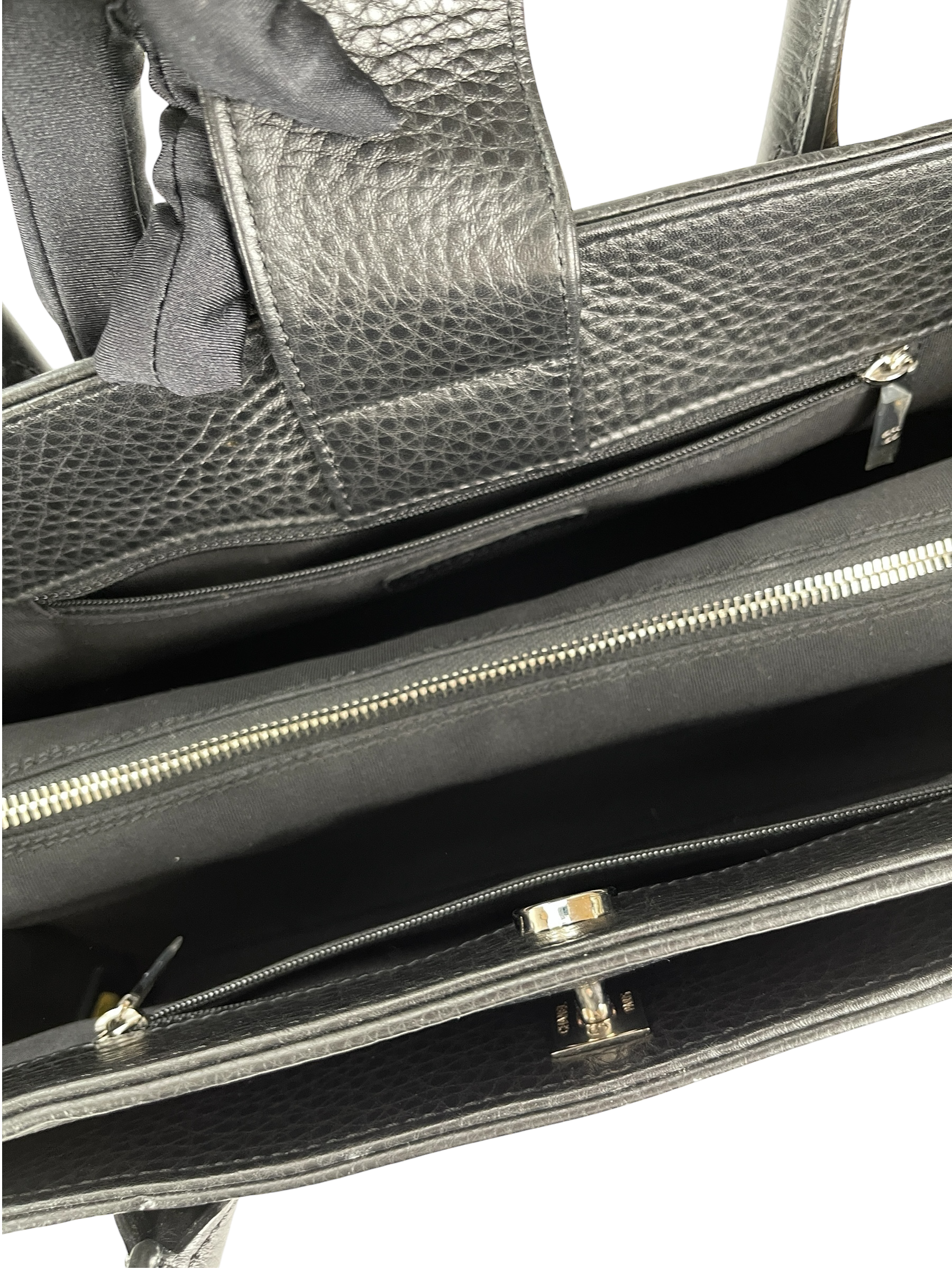 CHANEL - Black Silver Cavair Cerf Tote Bag
