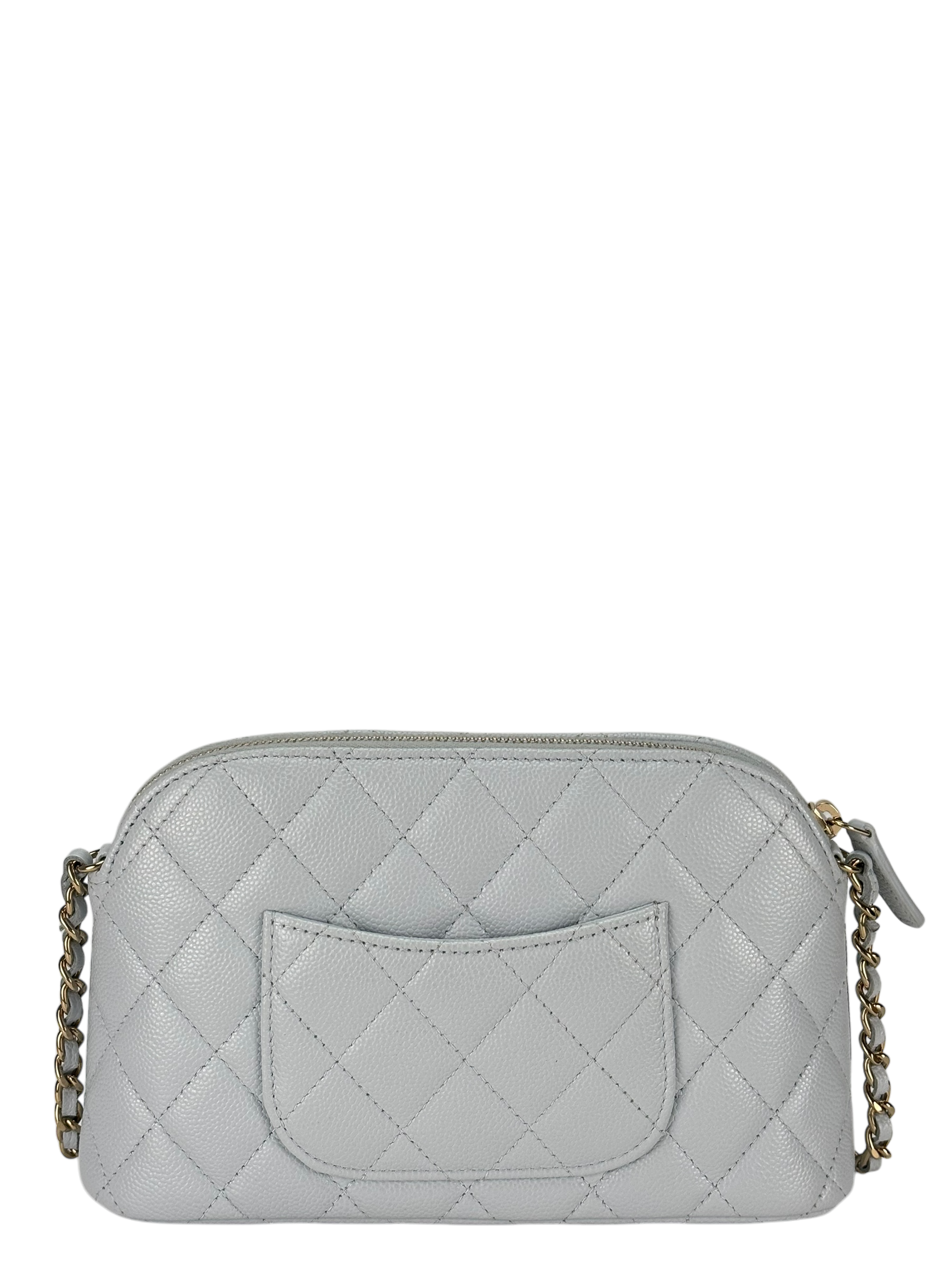 CHANEL - 24K Light Blue Caviar Skin Chain Clutch Shoulder Bag 