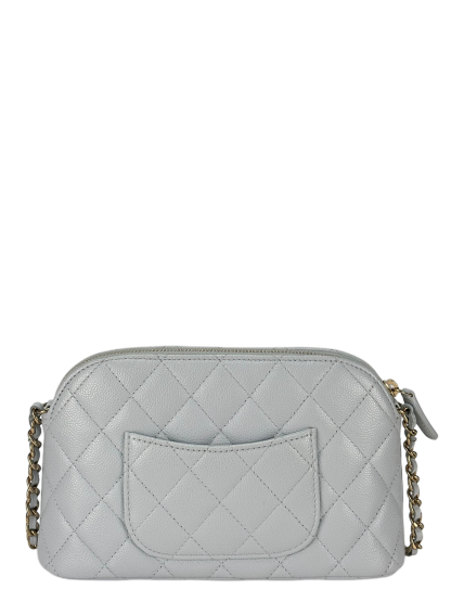 CHANEL - 24K Light Blue Caviar Skin Chain Clutch Shoulder Bag 